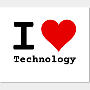 I Love Technology | Stylized Heart Logo Black Posters and Art